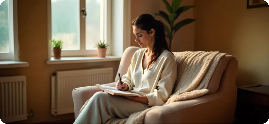 Mother attending online therapy session from home