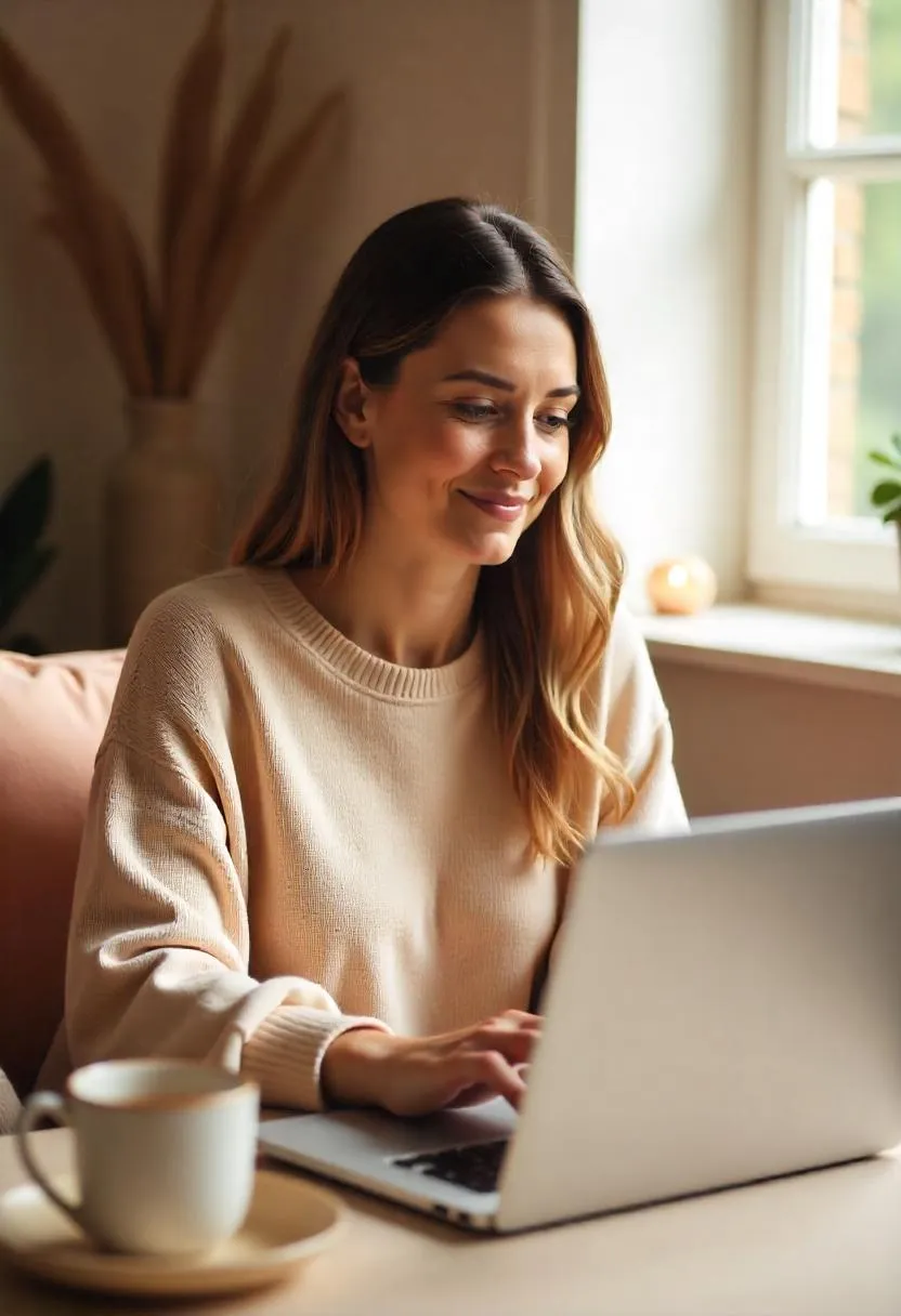 Woman attending an online individual therapy session from home